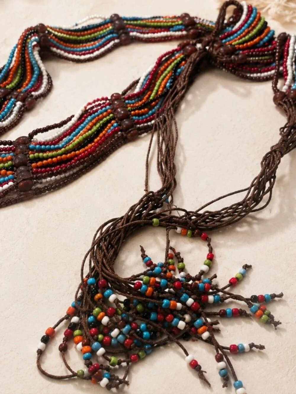 Boho Multicolor Beaded Tassel Belt | Festival Statement Waist Belt